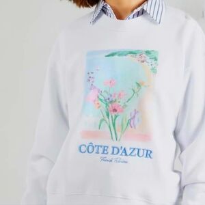 Ambercrombie & Fitch White Floral Côte d'Azur French Riviera Graphic Sweatshirt